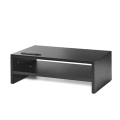 YONO Monitor Standaard - Beeldscherm Verhoger met Telefoon Houder - Bureau Organizer - Hout - Zwart