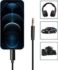 YONO Luxe Lightning naar Jack 3.5mm Adapter – 1 Meter Kabel Nylon – Zwart