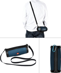 YONO Siliconen Hoes geschikt voor JBL Charge 4 - Case met Draagriem en Clip - Beschermhoes - Zwart