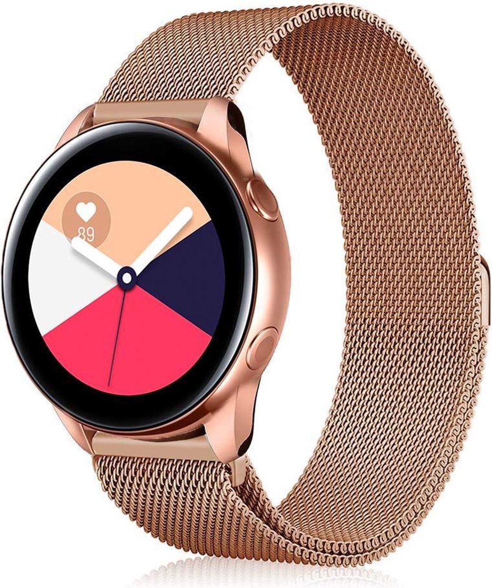 YONO Milanees Bandje 20mm - Horlogebandje Luxe Milanese Horlogeband geschikt voor Samsung Galaxy Watch 7 / 6 / 5 / Pro / 4 / 3 / Active 2 - Polar Ignite / Unite – Huawei - Rose Gold
