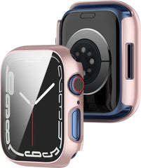 YONO Screen Protector Case geschikt voor Apple Watch Series 7 / 8 / 9 (41 mm) - Full Cover Bumper Hoesje iWatch - Roze