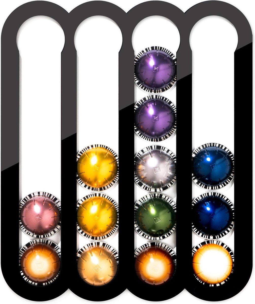 YONO Capsulehouder geschikt voor Nespresso Vertuo Capsules - Zelfklevende Wandhouder Cups - Cuphouder - 20 stuks - Zwart