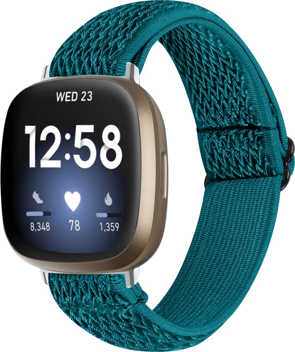 YONO Nylon Stretch Bandje geschikt voor Fitbit Versa 4 / Sense 2 - Vervangende Stoffen Armband - Sapphire