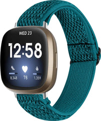 YONO Nylon Stretch Bandje geschikt voor Fitbit Versa 4 / Sense 2 - Vervangende Stoffen Armband - Sapphire
