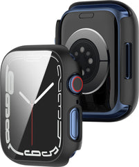 YONO Screen Protector Case geschikt voor Apple Watch Series 7 / 8 / 9 (41 mm) - Full Cover Bumper Hoesje iWatch - Zwart