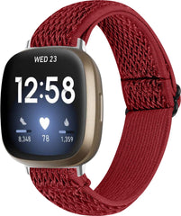 YONO Nylon Stretch Bandje geschikt voor Fitbit Versa 4 / Sense 2 - Vervangende Stoffen Armband - Rood