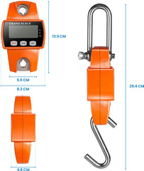 YONO Digitale Weeghaak - Kraanweegschaal 300 kg / 100 g - RVS Hang Weegschaal - Oranje