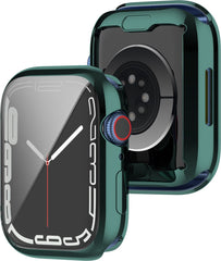 YONO Full Cover Bumper geschikt voor Apple Watch Series 7 / 8 / 9 (45 mm) - Screen Protector Hoesje iWatch - Groen