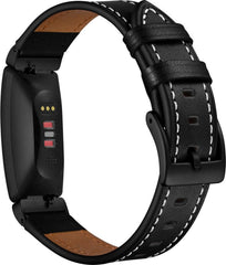 YONO Bandje geschikt voor Fitbit Inspire/HR/2 - Leer - Zwart