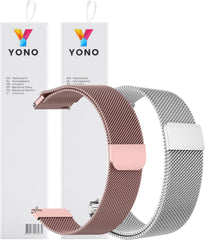 YONO Milanees Bandjes geschikt voor Samsung Galaxy Watch 6/5/4 - Roze en Zilver - 2 Stuks