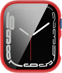 YONO Screen Protector Case geschikt voor Apple Watch Series 7 / 8 / 9 (45 mm) - Full Cover Bumper Hoesje iWatch - Rood