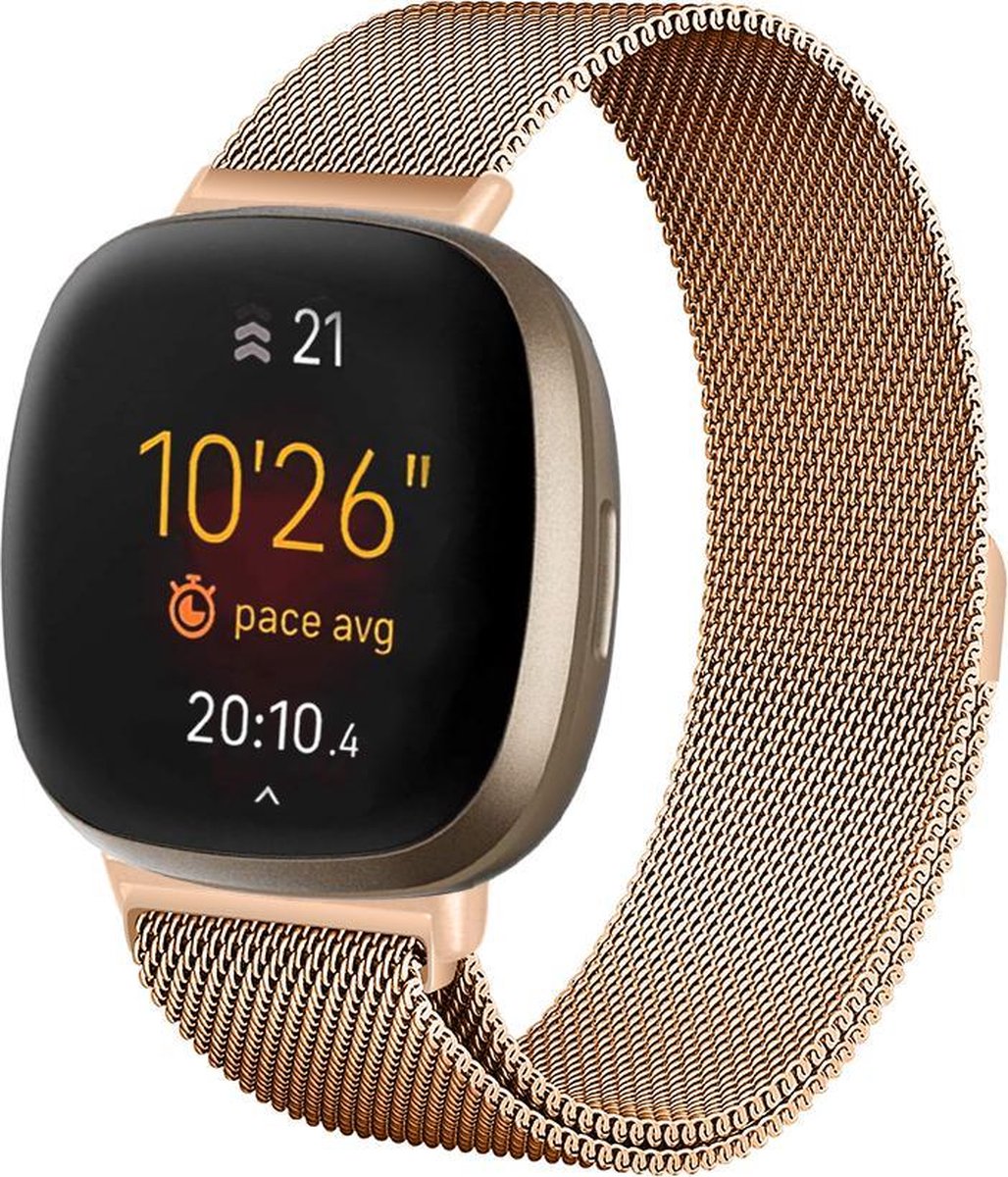YONO Bandje geschikt voor Fitbit Versa 3 / Sense – Milanees – Rose Gold – Large