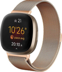 YONO Bandje geschikt voor Fitbit Versa 3 / Sense – Milanees – Rose Gold – Large