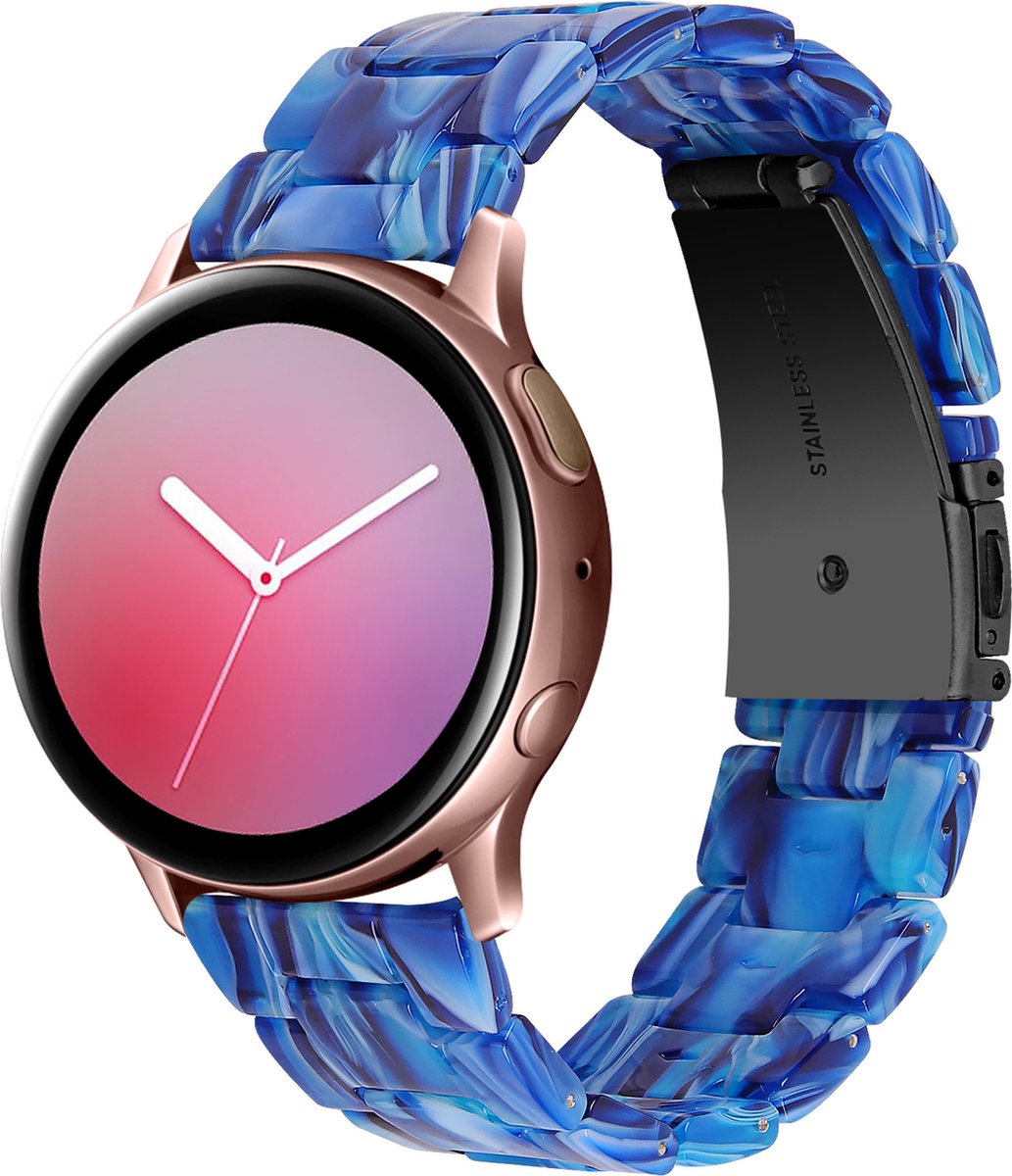 YONO Resin Schakel Bandje 20mm - Horlogebandje geschikt voor Samsung Galaxy Watch 7/6/5 / Pro / 4 / 3 / Active 2 - Polar Ignite / Unite – Huawei - Blauw