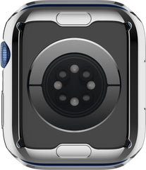 YONO Full Cover Bumper geschikt voor Apple Watch Series 7 / 8 / 9 (41 mm) - Screen Protector Hoesje iWatch - Zilver