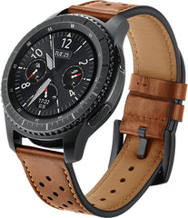 YONO Leer Air Bandje 22mm - Horlogebandje geschikt voor Samsung Galaxy Watch 46mm / 3 (45mm) / Gear s3 - Polar Vantage M2 / Grit X - Huawei Watch GT 3 (pro) / 2 - Amazfit GTR - Bruin