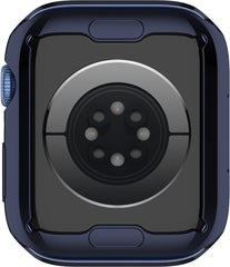 YONO Full Cover Bumper geschikt voor Apple Watch Series 7 / 8 / 9 (41 mm) - Screen Protector Hoesje iWatch - Donkerblauw