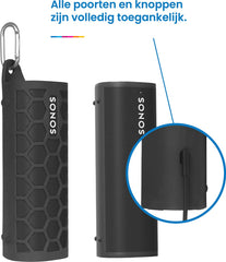 YONO Siliconen Hoes geschikt voor Sonos Roam / Roam SL – Case met Clip – Beschermhoes - Zwart
