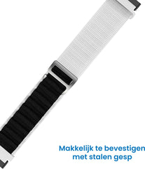 YONO Nylon Loop Bandje geschikt voor Fitbit Versa 4 / Sense 2 - Wit / Zwart