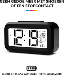YONO Digitale Wekker - Alarm Klok met Temperatuur, Kalender en LED Verlichting - Zwart