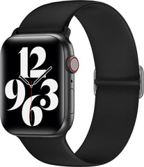 YONO Siliconen Stretch Bandje geschikt voor Apple Watch - 42 / 44 / 45 / 49 mm - Zwart