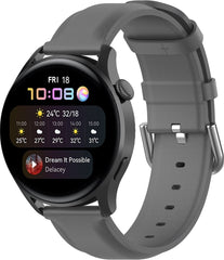 YONO Vacca Leer Bandje 22mm - Horlogebandje geschikt voor Samsung Galaxy Watch 46mm / 3 (45mm) / Gear s3 - Polar Vantage M2 / Grit X - Huawei Watch GT 3 (pro) / 2 - Amazfit GTR - Grijs