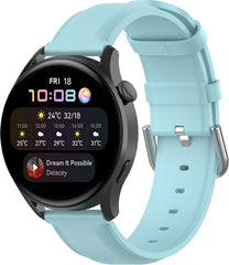 YONO Vacca Leer Bandje 22mm - Horlogebandje geschikt voor Samsung Galaxy Watch 46mm / 3 (45mm) / Gear s3 - Polar Vantage M2 / Grit X - Huawei Watch GT 3 (pro) / 2 - Amazfit GTR - Babyblauw