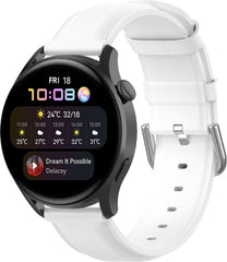 YONO Vacca Leer Bandje 22mm - Horlogebandje geschikt voor Samsung Galaxy Watch 46mm / 3 (45mm) / Gear s3 - Polar Vantage M2 / Grit X - Huawei Watch GT 3 (pro) / 2 - Amazfit GTR - Wit