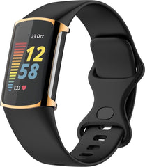 YONO Full Cover Bumper geschikt voor Fitbit Charge 5 / 6 - Siliconen Case Screen Protector Hoesje - Rose Gold