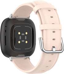 YONO Vacca Leer Bandje geschikt voor Fitbit Versa 3 / Sense - Leren Vervangende Horlogebandje Strap - Lichtroze