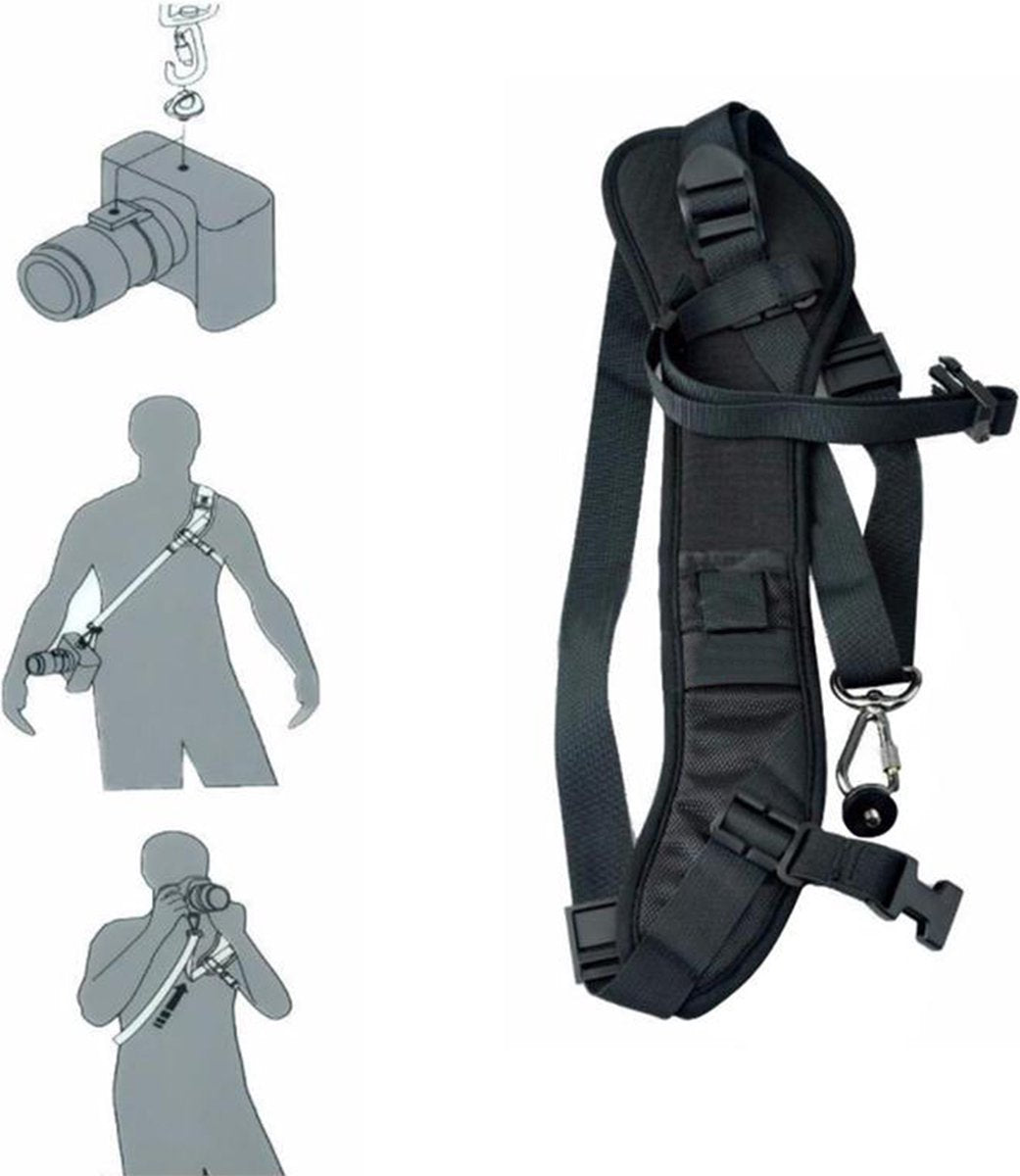 YONO Camera Riem voor Systeemcamera - Luxe Camera Strap geschikt voor Canon - Nikon - Sony - Schouderriem Draagriem Fotocamera - Zwart