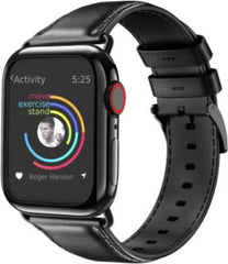 YONO Klassiek Leer Bandje geschikt voor Apple Watch - 38 mm - 40 - 41 - Luxe Lederen iWatch Armband - Zwart