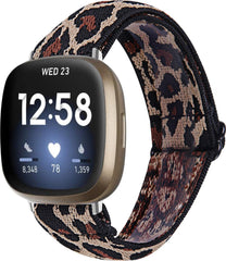 YONO Bandje geschikt voor Fitbit Versa 3 / Sense – Nylon Stretch – Leopard