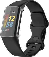 YONO Full Cover Bumper geschikt voor Fitbit Charge 5 / 6 - Siliconen Case Screen Protector Hoesje - Transparant