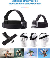 YONO Accessoires Set geschikt voor GoPro en Action Cams - Borst Harnas - Hoofdband - Stick - Mounts - Opbergzakje
