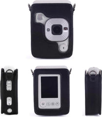 YONO Vintage Case geschikt voor Fujifilm Instax LiPlay - Leren Hoesje met Draagriem – Zwart