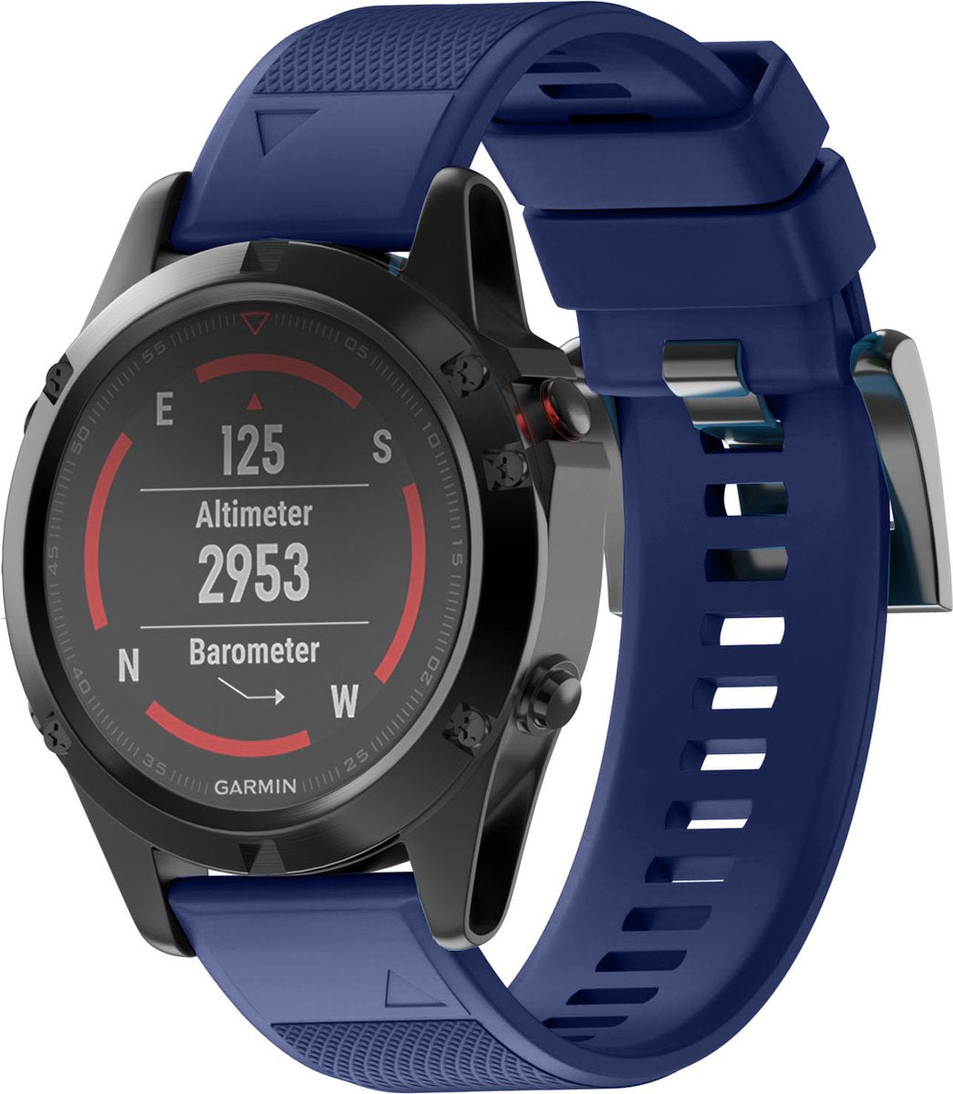 YONO Siliconen Sport Bandje geschikt voor Garmin Fenix 7 / 6 / 5 - Pro - Solar - Sapphire Edition - Donkerblauw
