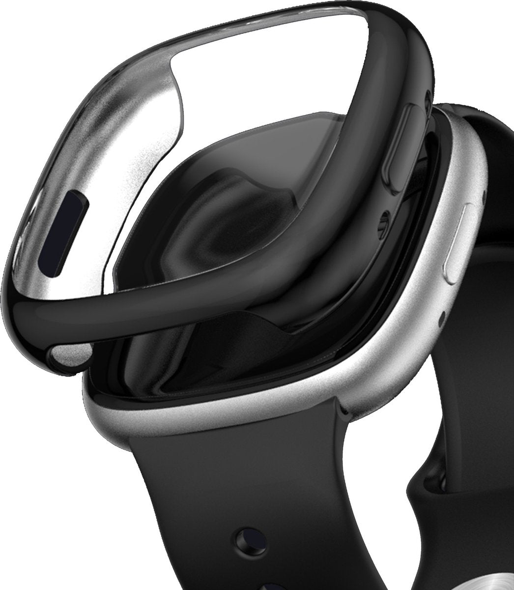 YONO Bumper geschikt voor Fitbit Versa 4 / Sense 2 - Screen Protector Hoesje - Full Cover Case - Zwart