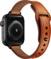 YONO Leer Stretto Bandje geschikt voor Apple Watch Series - Ultra (49mm) - 7 / 8 (45mm) - SE 6 5 4 (44mm) - 3 2 1 (42mm) - Bruin