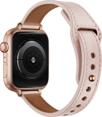 YONO Leer Stretto Bandje geschikt voor Apple Watch Series - 7 / 8 (41mm) - SE 6 5 4 (40mm) - 3 2 1 (38mm) - Lichtroze