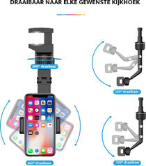 YONO Telefoonhouder Auto Spiegel - Smartphone Houder Universeel en Verstelbaar - GSM Autohouder - Zwart