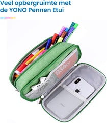 YONO Pennen Etui Large - Pennenzak voor Kinderen en Volwassenen - Schooletui voor Jongens en Meisjes - Back To School - Groen