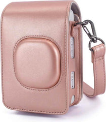 YONO Vintage Case geschikt voor Fujifilm Instax LiPlay - Leren Hoesje met Draagriem – Rose Gold