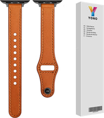 YONO Leer Stretto Bandje geschikt voor Apple Watch Series - 7 / 8 (41mm) - SE 6 5 4 (40mm) - 3 2 1 (38mm) - Bruin