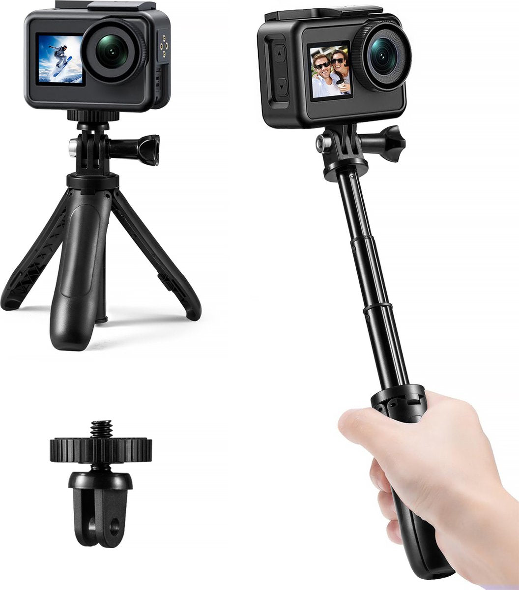 YONO Mini Tripod Stick geschikt voor GoPro / DJI Osmo / Insta360 - Action Camera Selfie Statief Grip – Zwart