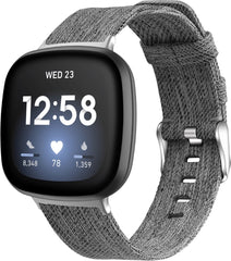 YONO Como Nylon Bandje geschikt voor Fitbit Versa 3 / Sense - Grijs - Small