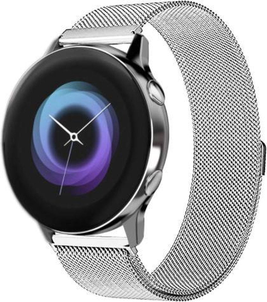 YONO Milanees Bandje 20mm - Luxe Milanese Horlogebandje geschikt voor Samsung Galaxy Watch 7 / 6 / 5 / Pro / 4 / 3 / Active 2 - Polar Ignite / Unite – Huawei - Zilver
