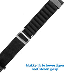YONO Nylon Loop Bandje geschikt voor Fitbit Versa 4 / Sense 2 - Zwart
