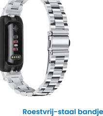 YONO Stalen Bandje geschikt voor Fitbit Inspire 3 - RVS Schakel Horlogeband - Zilver