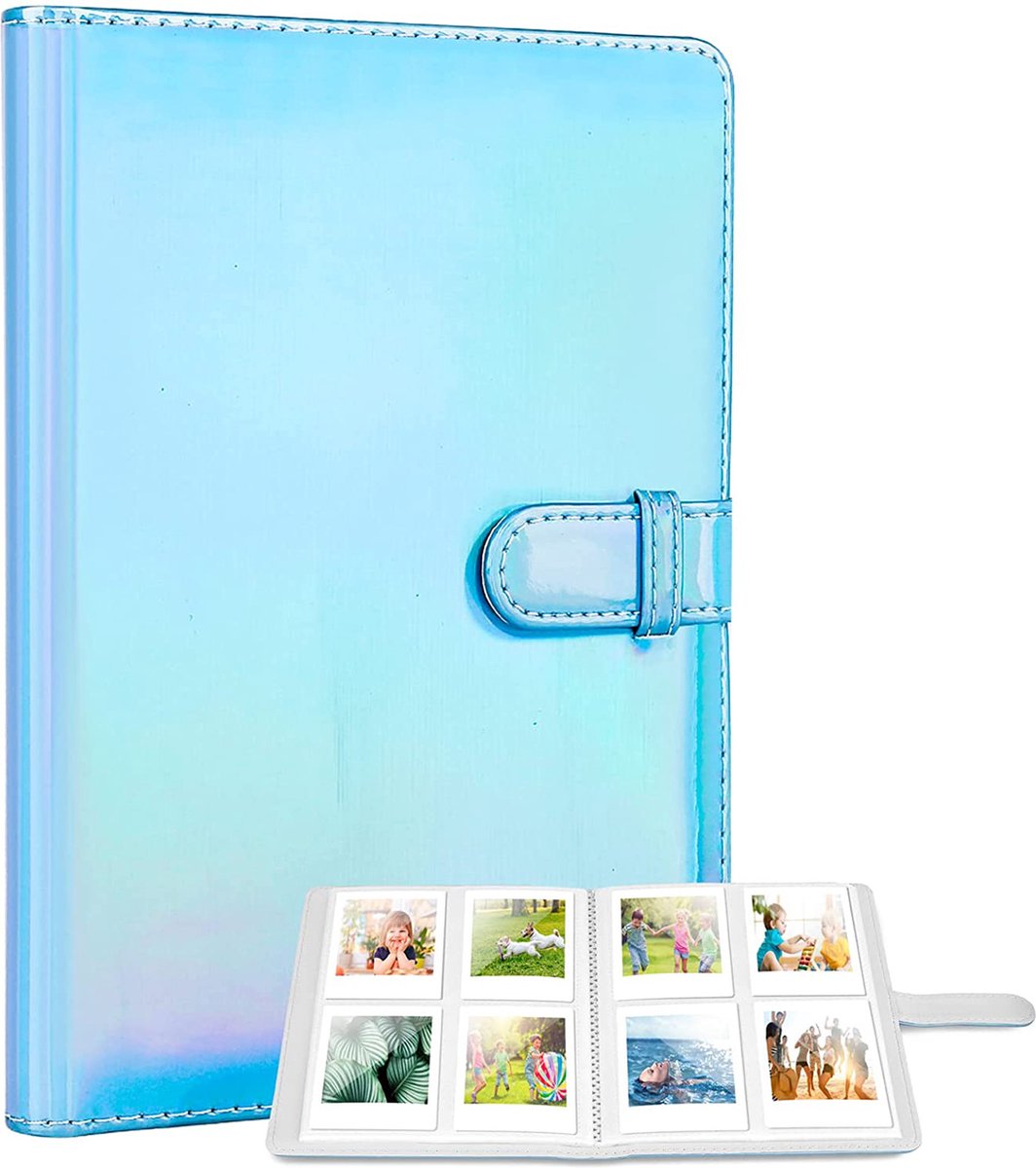 YONO Fotoalbum 128 voor Instant Camera Fotopapier - Fotoboek Geschikt voor Fujifilm Instax Mini 12 / 11 / 9 / 8 / 7s / 25 / 90 / Link / SP-2 / Liplay - Film Polaroid - Kodak en Meer - Blauw
